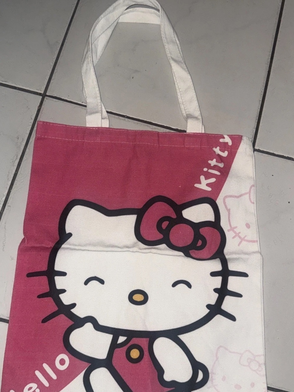 Sanrio Hello Kitty Pink and White Canvas Shopper